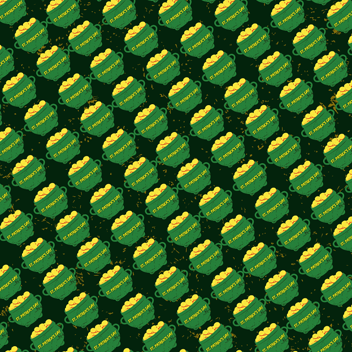 with St Patrick’s Day Green Pot of Gold Pattern seamless PBR texture preview