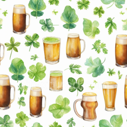 seamless Seamless 3D PBR Texture with St Patrick's Day Beer Glasses and Shamrock Leaves texture 8k free download PBR