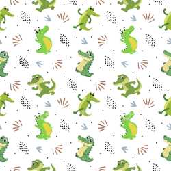Pattern Bundle - Seamless 3D Pattern PBR Texture with Playful Cartoon Crocodiles and Abstract Motifs texture preview