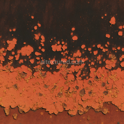 Seamless 3D Rusty Metal PBR Texture Featuring Peeling Orange Paint and Corrosion