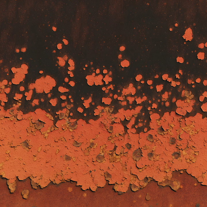 Rusty Metal Featuring Peeling Orange Paint and Corrosion seamless PBR texture preview