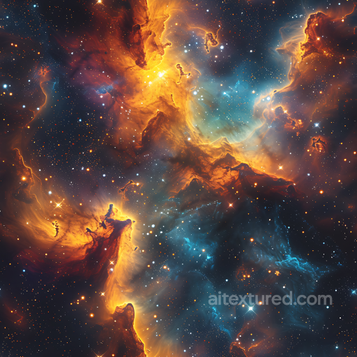 Space Texture Featuring Vibrant Nebula and Starfield seamless Star, space, planets PBR texture