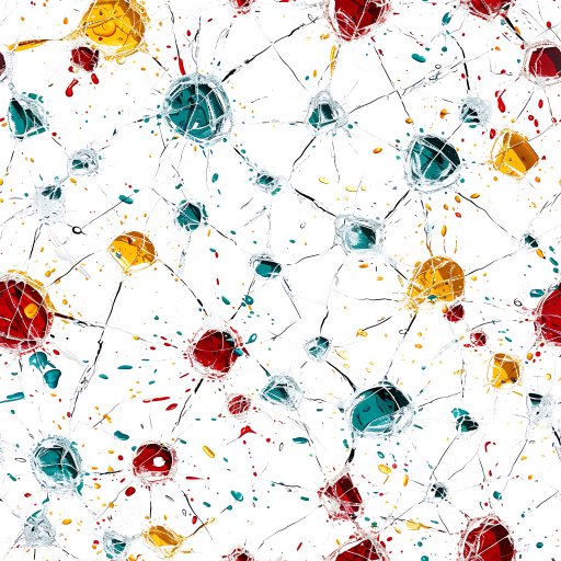 Cracked & Holes PBR Texture Featuring Multicolor Broken Glass Pattern seamless Cracked & Holes PBR texture