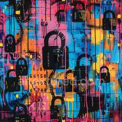 seamless Seamless 3D PBR Graffiti Texture Featuring Colorful Locks and Numbers texture 8k free download PBR