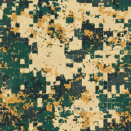 Digital Desert Camouflage PBR Texture with Pixelated Blocks and Earthy Tones seamless Color Camouflage PBR texture