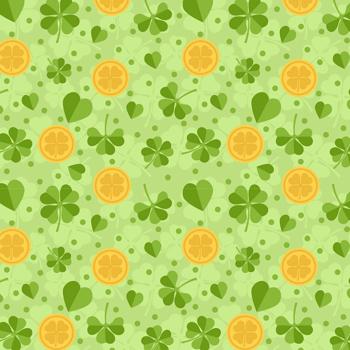 Featuring St Patrick Lucky Clover and Gold Coins seamless PBR texture preview