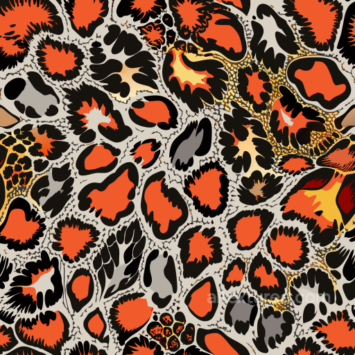 Leopard Print Texture with Bold Orange and Black Patterns seamless Leopard Print PBR texture
