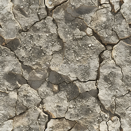 Seamless 3D PBR Texture of Cracked Dry Stone Ground with Weathered Surface