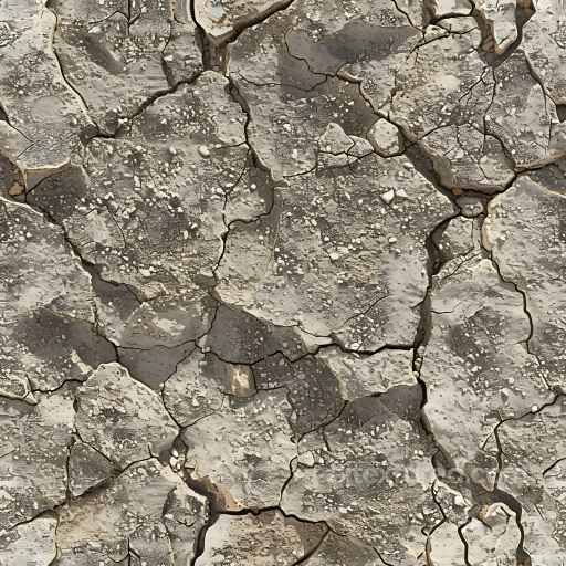 Cracked Dry Stone Ground Seamless Texture with Weathered Surface seamless Stone PBR texture