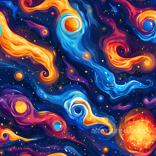 Cosmic Nebula PBR Texture Featuring Vibrant Swirling Gas Clouds and Glowing Stars seamless Star, space, planets PBR texture