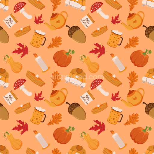 Seamless 3D PBR Texture Featuring Festive Thanksgiving Icons and Autumn Colors