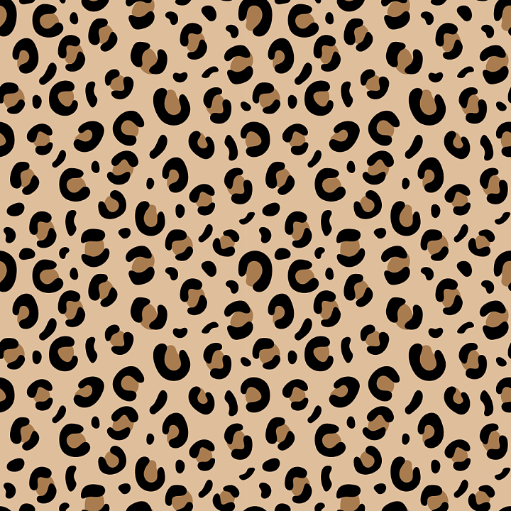 Leopard Print Fabric with Stylized Black and Brown Spots seamless PBR texture preview