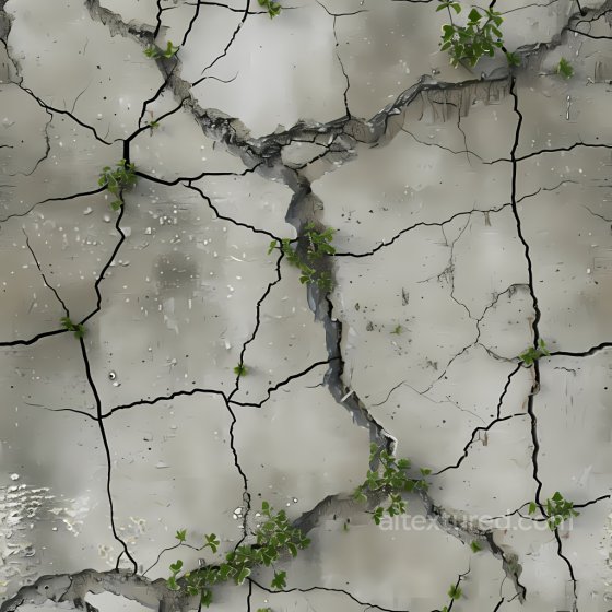 Cracked & Holes Texture of Cracked Concrete Surface with Green Plant Growth Cracked & Holes texture preview