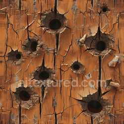 seamless Seamless 3D cracked and holed wooden surface PBR texture with rich orange-brown hues texture 8k free download PBR