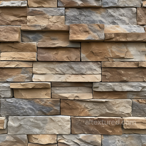 Weathered Stacked Stone Wall in Earthy Tones Seamless Texture seamless Stone PBR texture