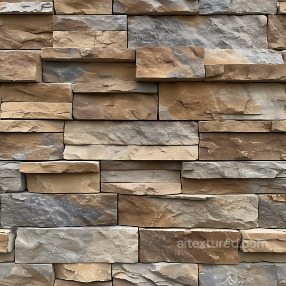 Weathered Stacked Stone Wall in Earthy Tones Seamless Texture Stone texture preview