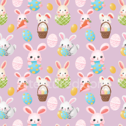 seamless Seamless 3D PBR Cute Easter Bunny and Colorful Egg Pattern Texture texture 8k free download PBR