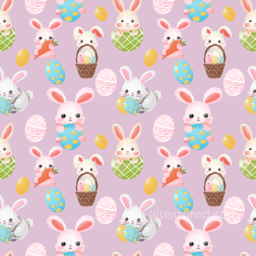 Cute Easter Bunny and Colorful Egg Pattern Texture seamless All Christmas Digital paper PBR texture