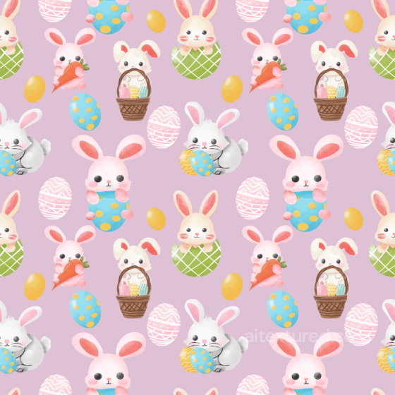 Cute Easter Bunny and Colorful Egg Pattern Texture All Christmas Digital paper texture preview