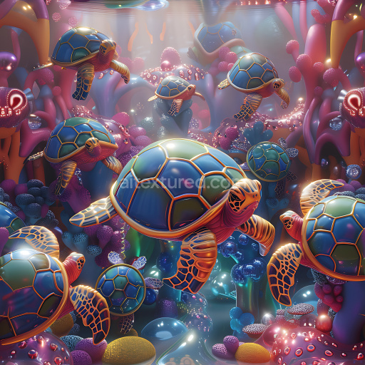 Seamless 3D Inflated Vinyl Panel PBR Texture Featuring Blue and Orange Hexagonal Quilt Pattern