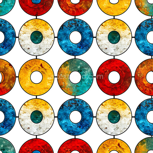 Seamless 3D PBR Cracked Painted Concrete Texture with Multicolor Circular Pattern