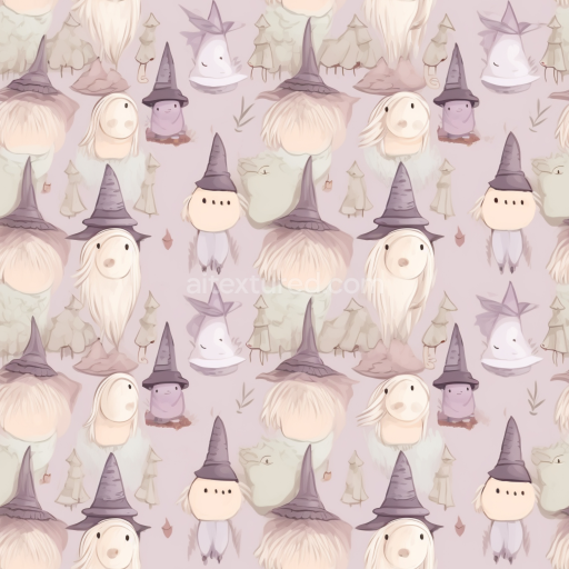 Seamless 3D PBR Texture with Pastel Easter Gnome Illustration Pattern