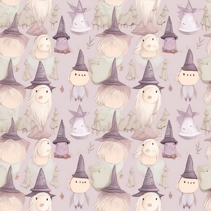 with Pastel Easter Gnome Illustration Pattern seamless PBR texture preview