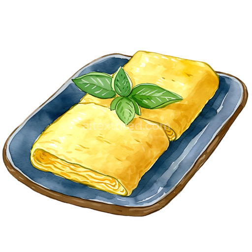 Preview — Breakfast Illustration of Japanese Tamagoyaki Rolled Omelette on Plate