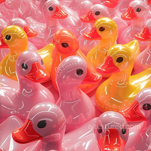 Inflated Rubber Duck Vinyl PBR Texture in Pink and Yellow seamless Inflated PBR texture