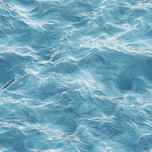 Seamless 3D PBR Texture of Clear Natural Water Surface with Subtle Ripples and Reflections