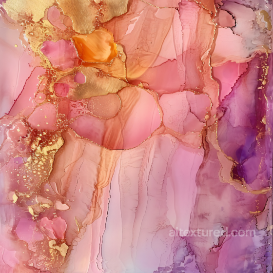 Alcohol Ink PBR Texture with Pink, Purple, and Gold Marbling Alcohol ink texture preview