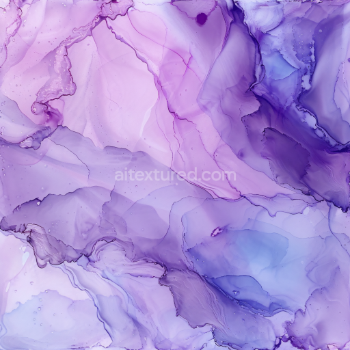 Seamless 3D Alcohol Ink PBR Texture with Lavender and Purple Fluid Swirls