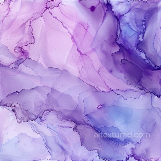 Alcohol Ink PBR Texture with Lavender and Purple Fluid Swirls seamless Alcohol ink PBR texture