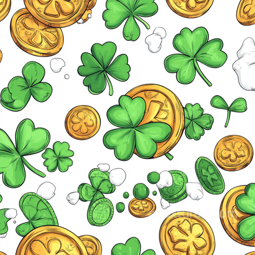 with St Patrick Gold Coins and Green Shamrocks Pattern seamless St patrick digital paper bundle PBR texture
