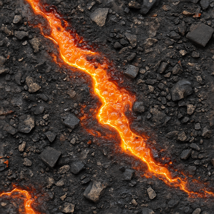Molten Metal And Burnt Debris From Intense Explosion In Photorealistic seamless PBR texture preview