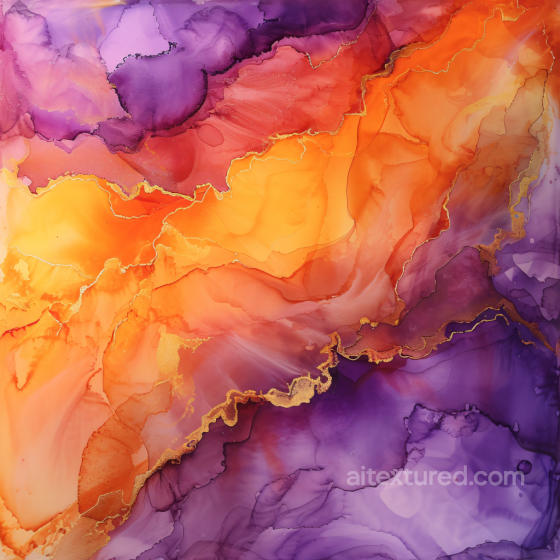 Alcohol Ink PBR Texture with Vibrant Purple and Orange Fluid Swirls Alcohol ink texture preview