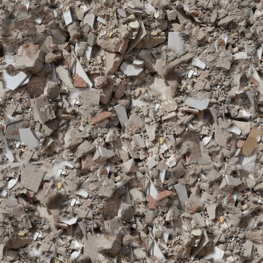 Seamless PBR Concrete Rubble Texture with Debris and Fragments