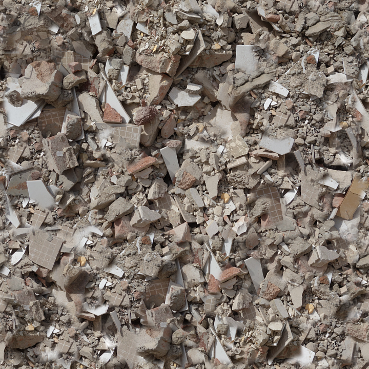 Concrete Rubble with Debris and Fragments seamless PBR texture preview