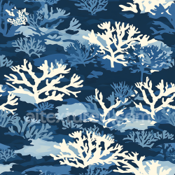 seamless Seamless 3D Underwater Coral Camouflage PBR Texture in Blue and Cream texture 8k free download PBR