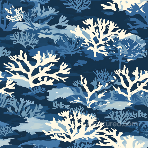 Underwater Coral Camouflage PBR Texture in Blue and Cream seamless Color Camouflage PBR texture