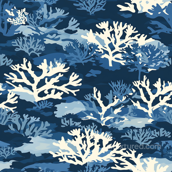 Underwater Coral Camouflage PBR Texture in Blue and Cream Color Camouflage texture preview