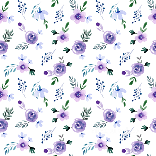 with Soft Purple Watercolor Flower Pattern seamless Purple Flower PBR texture