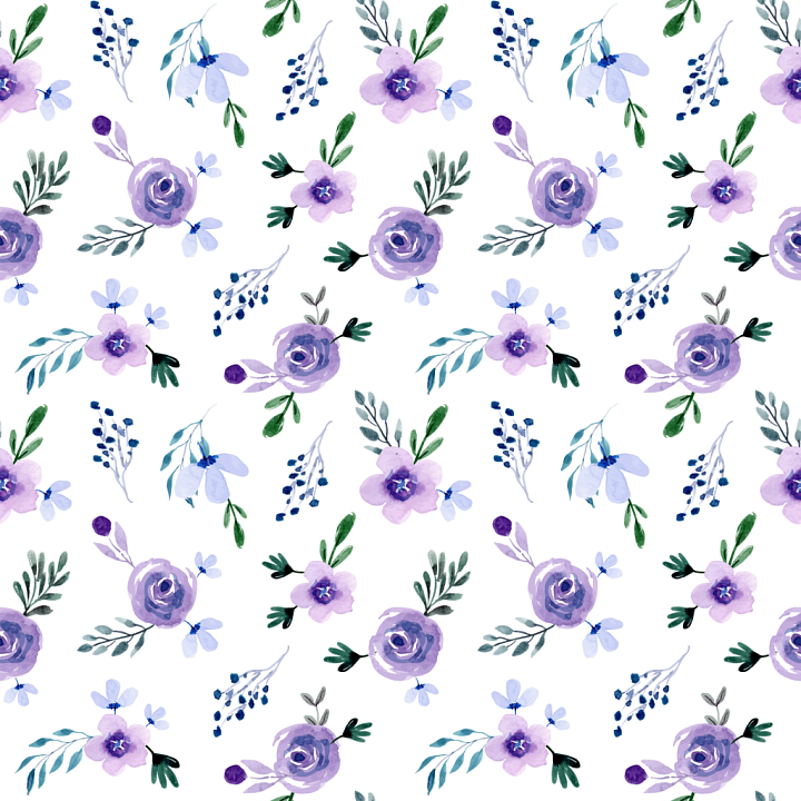 with Soft Purple Watercolor Flower Pattern seamless PBR texture preview