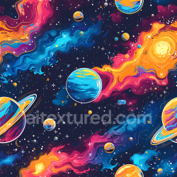 seamless Seamless 3D PBR Space Texture Featuring Vibrant Cosmic Nebulae and Colorful Planets texture 8k free download PBR