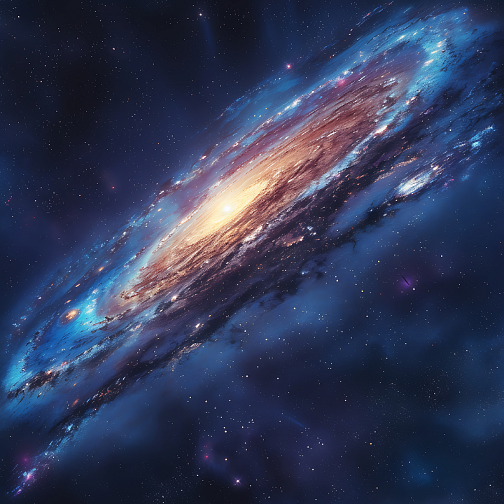 Space Featuring Detailed Spiral Galaxy with Vibrant Colors seamless PBR texture preview