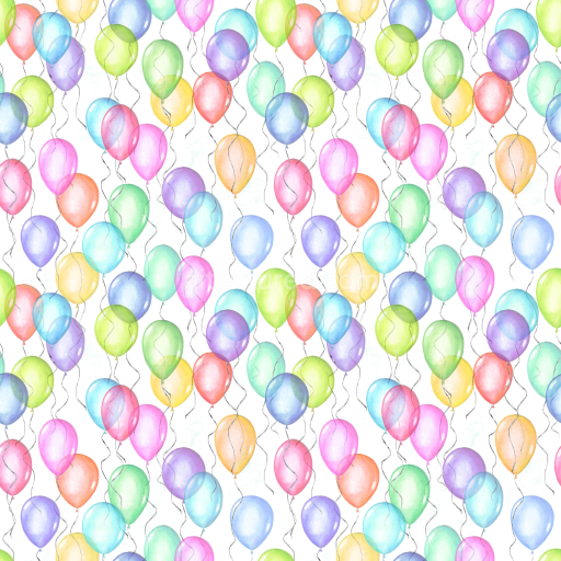 Seamless 3D PBR Texture of Colorful Birthday Balloons Pattern
