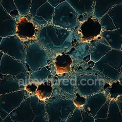 seamless Seamless 3D PBR cracked holes texture with dark surface and bright glowing fissures texture 8k free download PBR