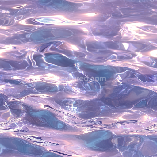 Preview — Seamless 3D water PBR texture with translucent pastel rippling waves and glossy reflections