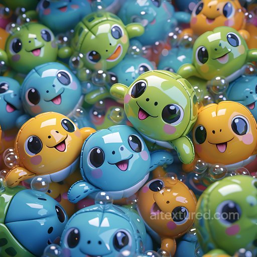 Inflated Glossy Vinyl Toy Texture with Colorful Bubble Shapes seamless Inflated PBR texture
