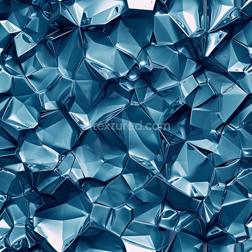 Seamless 3D fractured glass PBR texture with glossy blue-reflective cracks